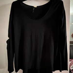 Black Long-Sleeve Scoop Neck Women's Top